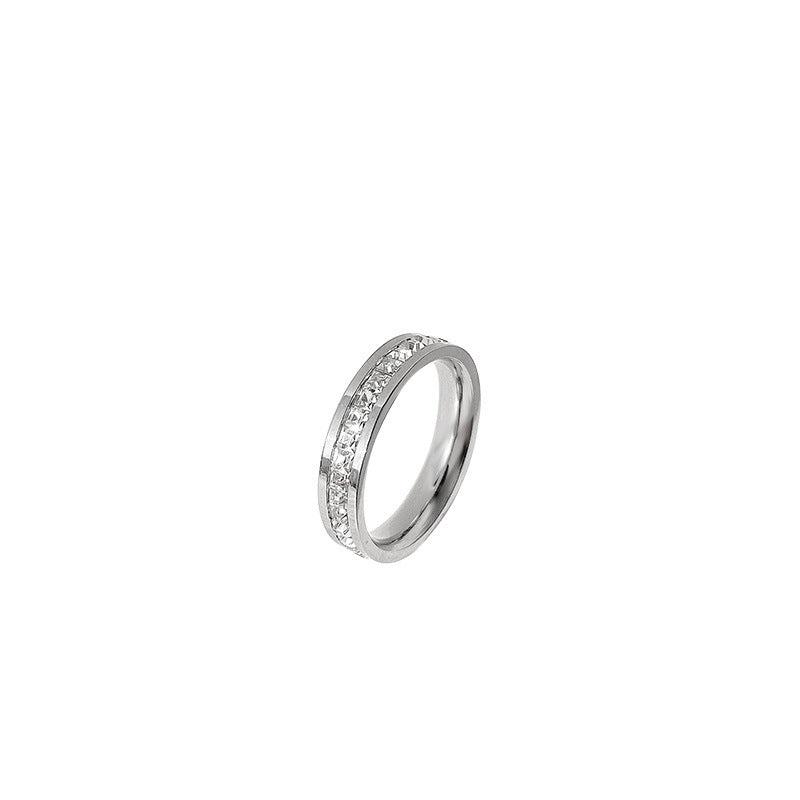 Anello Minimalista Geometrico in Acciaio al Titanio con Zirconi per Uomo e Donna, Anello di Moda Placcato Sottovuoto