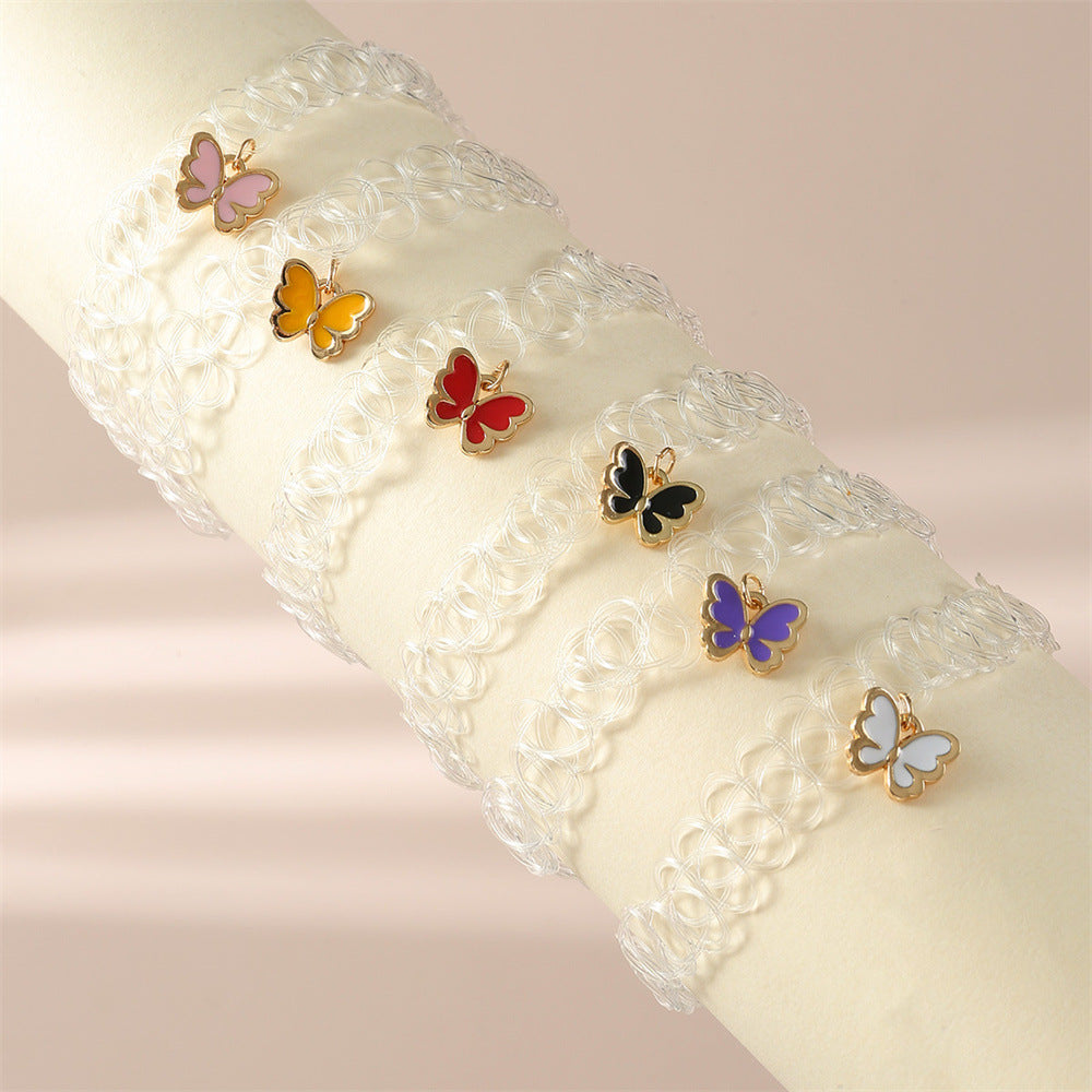 Juego de pulseras de aleación con forma de mariposa estilo dibujos animados para niños con diseño minimalista y empaque individual