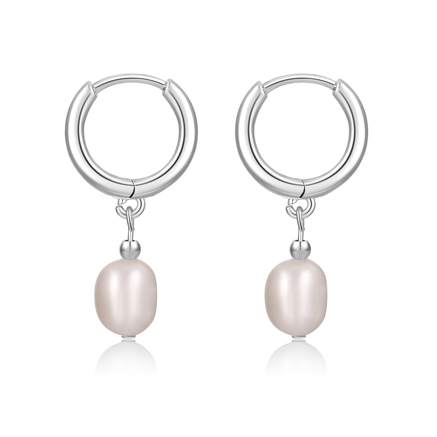 Minimalist Geometric Freshwater Pearl Stud Earrings in Brass with Gold Plating for Women Wedding Jewelry