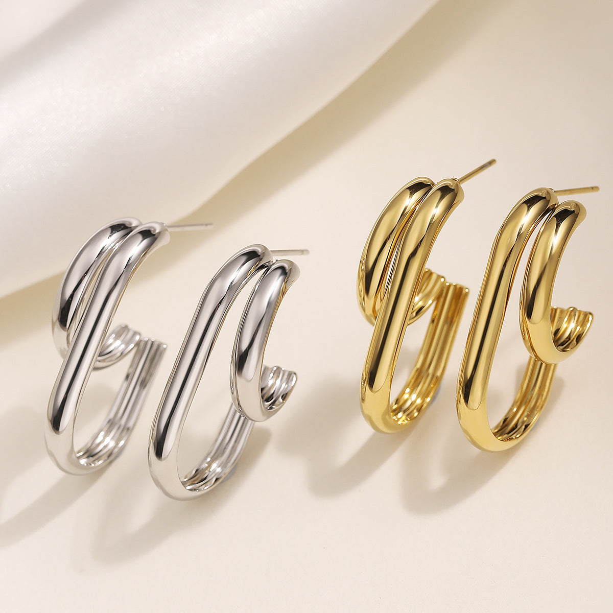 Minimalist Geometric Stainless Steel PVD Earrings for Women