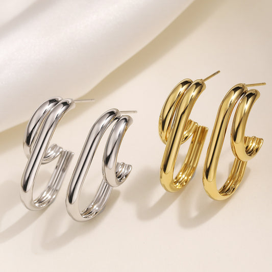 Minimalist Geometric Stainless Steel PVD Earrings for Women