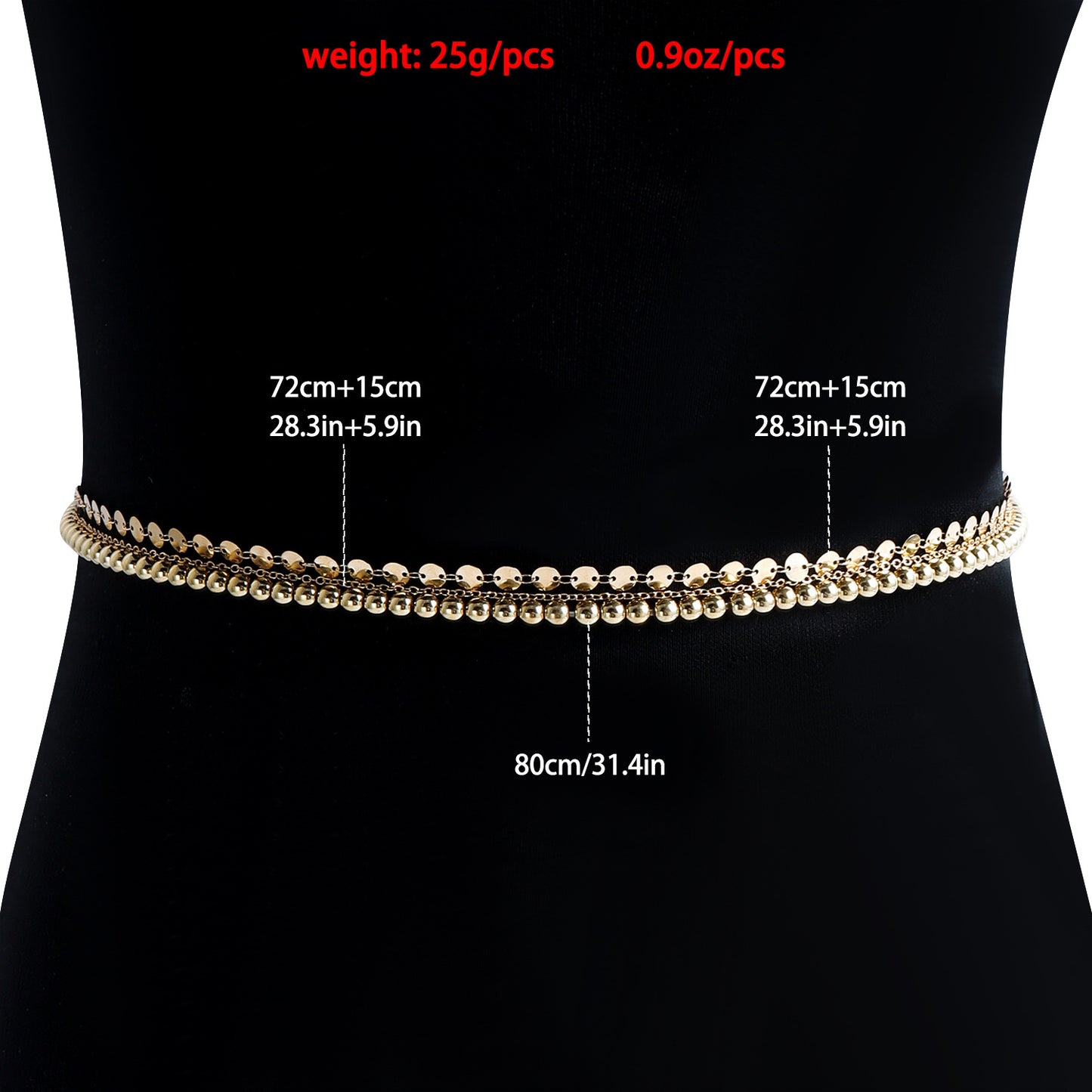 Minimalist Punk Multi-Layer Beaded Waist Chain for Women with Metallic Finish