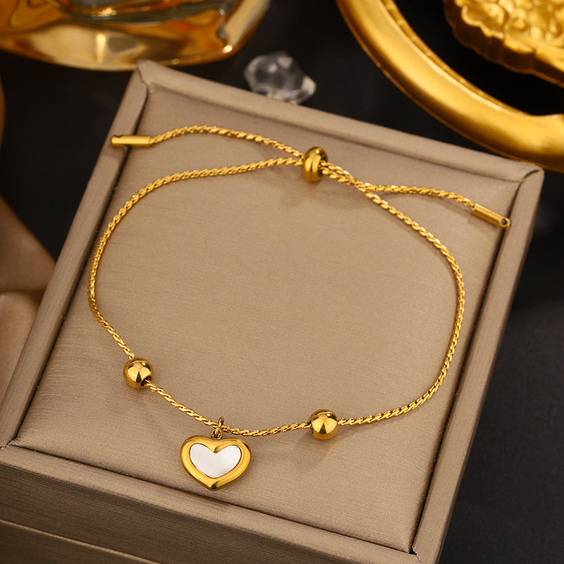 Vintage Sweet Heart Butterfly Geometric Titanium Steel Plated Bracelet for Women