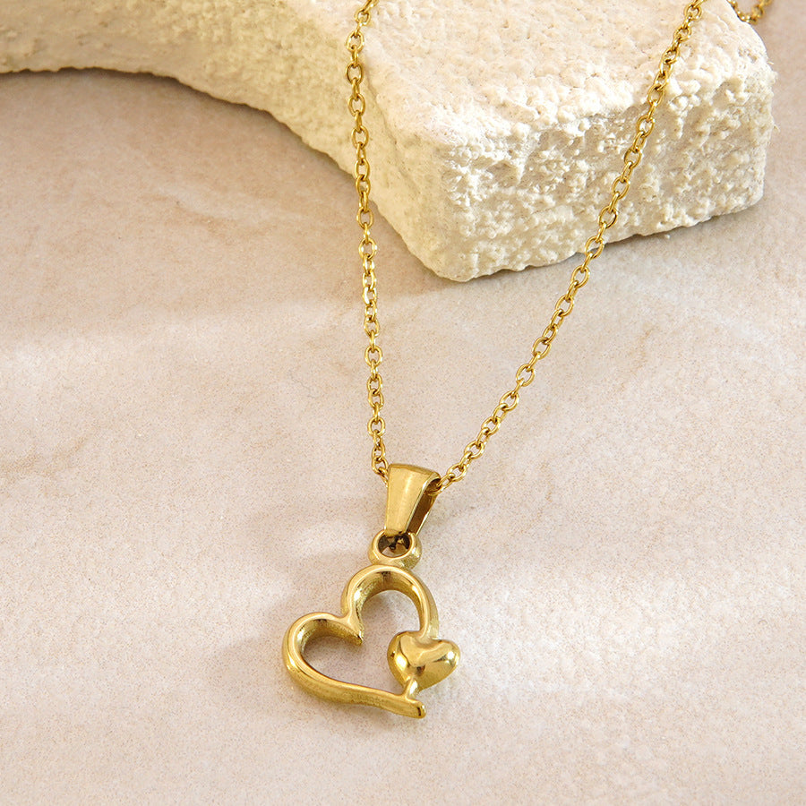 Luxury Business Heart Plated Stainless Steel Necklace for Women
