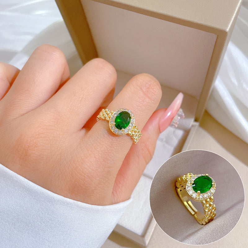 Minimalist Sweet Geometric Round Brass Plated Rhinestone Ring for Women and Men