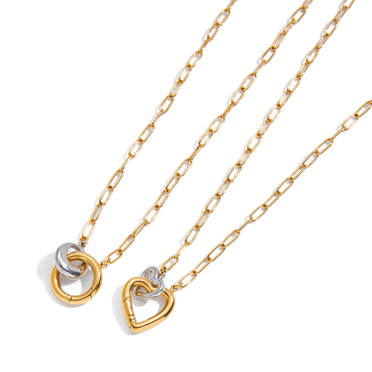 Collana con ciondolo a barra in acciaio inossidabile placcato in acciaio al titanio geometrico a forma di cuore, elegante e minimalista, per donne