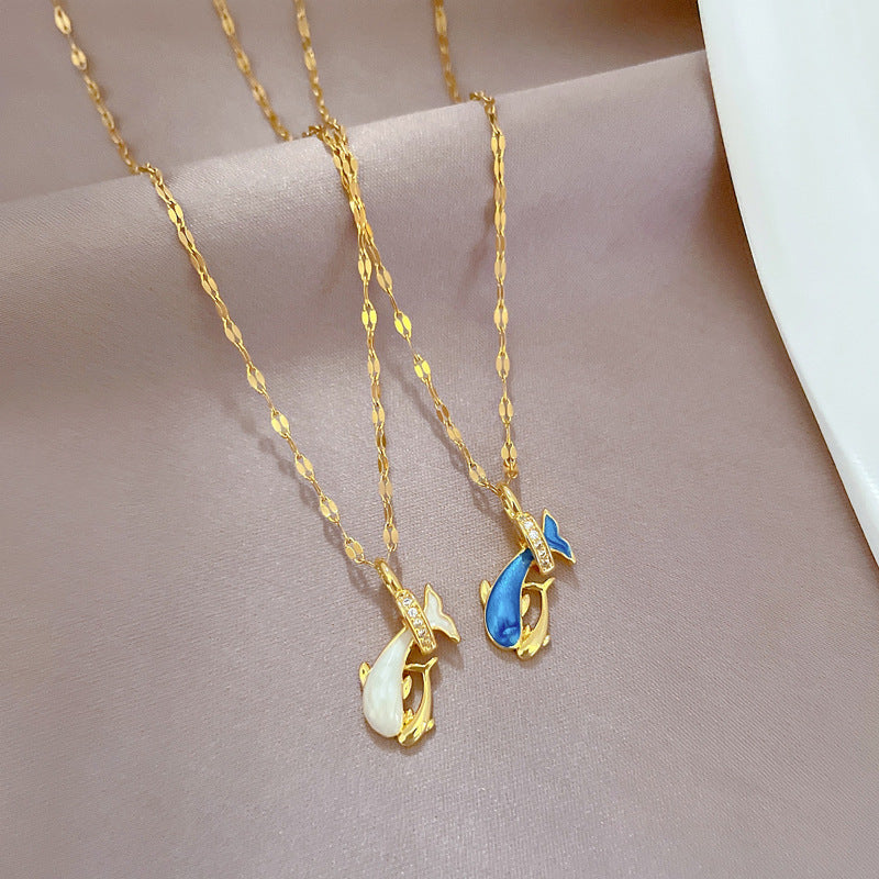 Collana con Ciondolo a Delfino Minimalista in Acciaio Inossidabile con Design Geometrico per Donne e Uomini
