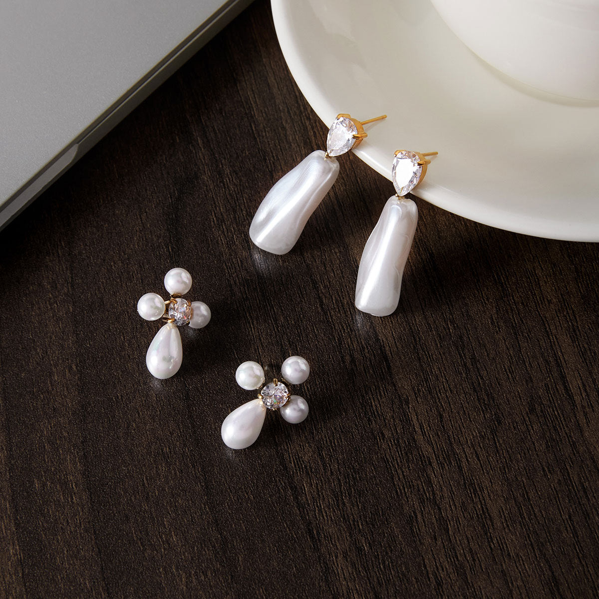 Luxury Casual Geometric Cross Pearl Earrings Stainless Steel Titanium Steel PVD Plated for Women