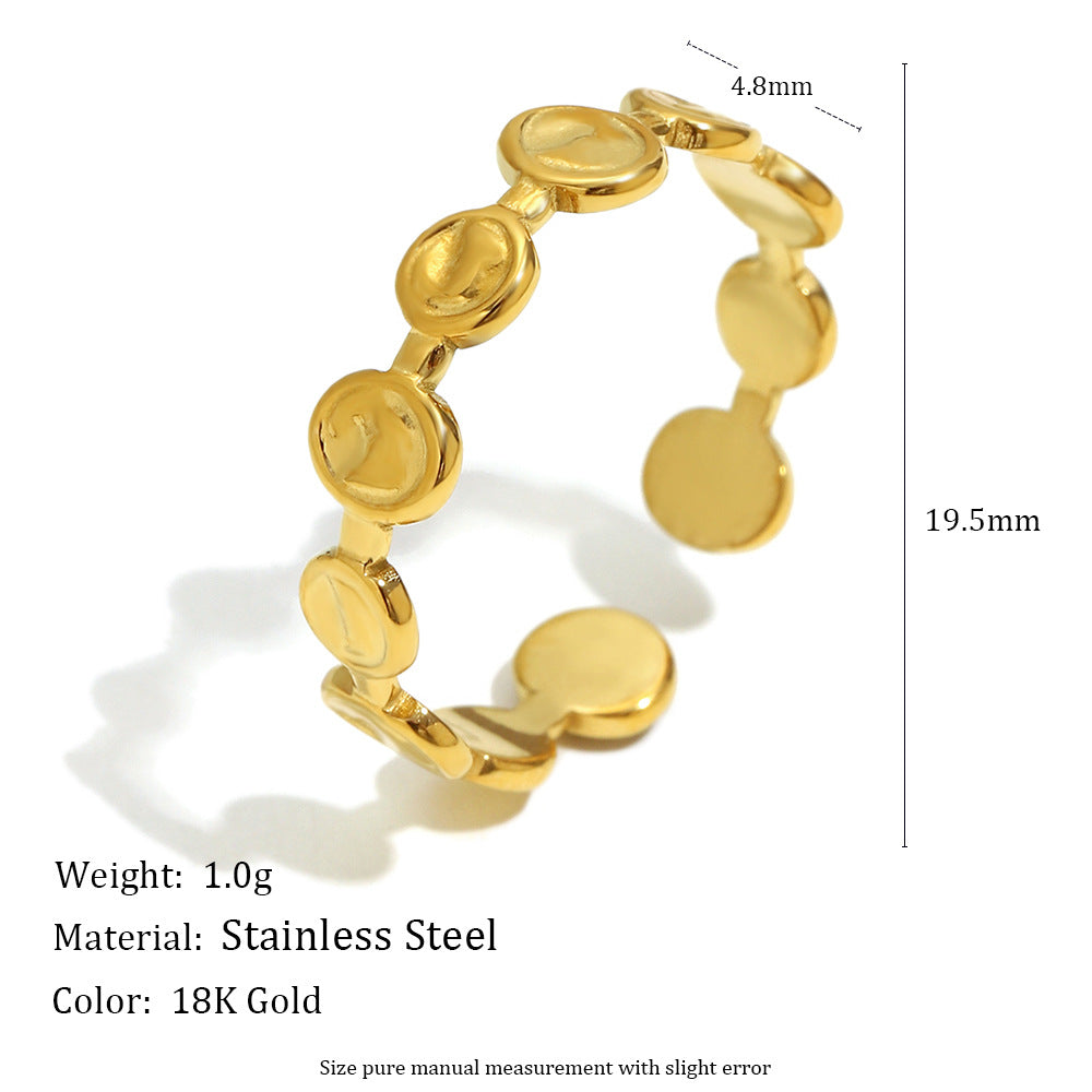 Anello da Donna Aperto in Acciaio Inossidabile Placcato Oro 18K, con Design Geometrico Minimalista