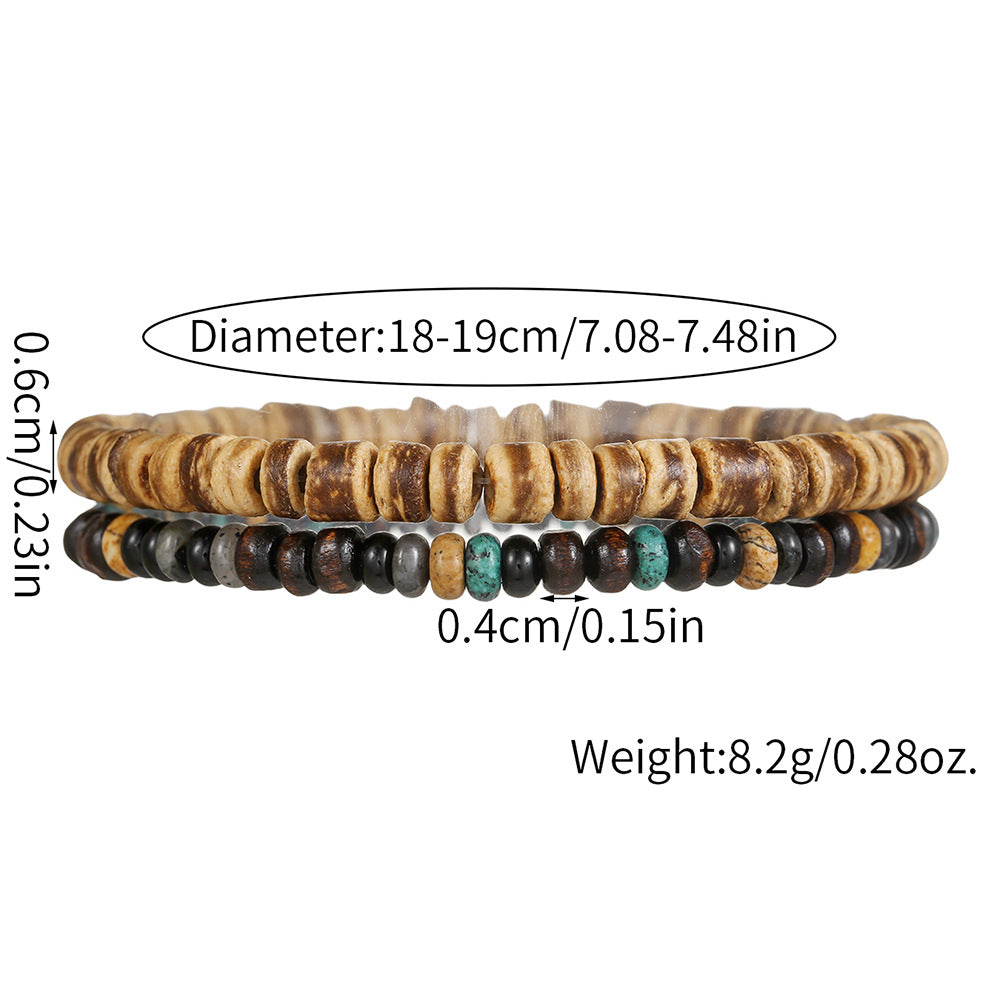 Casual Round Wood Beaded Elastic Bracelet DIY Charm Bar Set