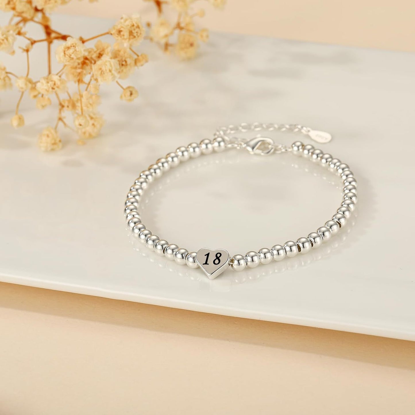 Personalized Heart Letter Number Brass Plated Silver Adjustable Bracelet Unisex Fashion Jewelry