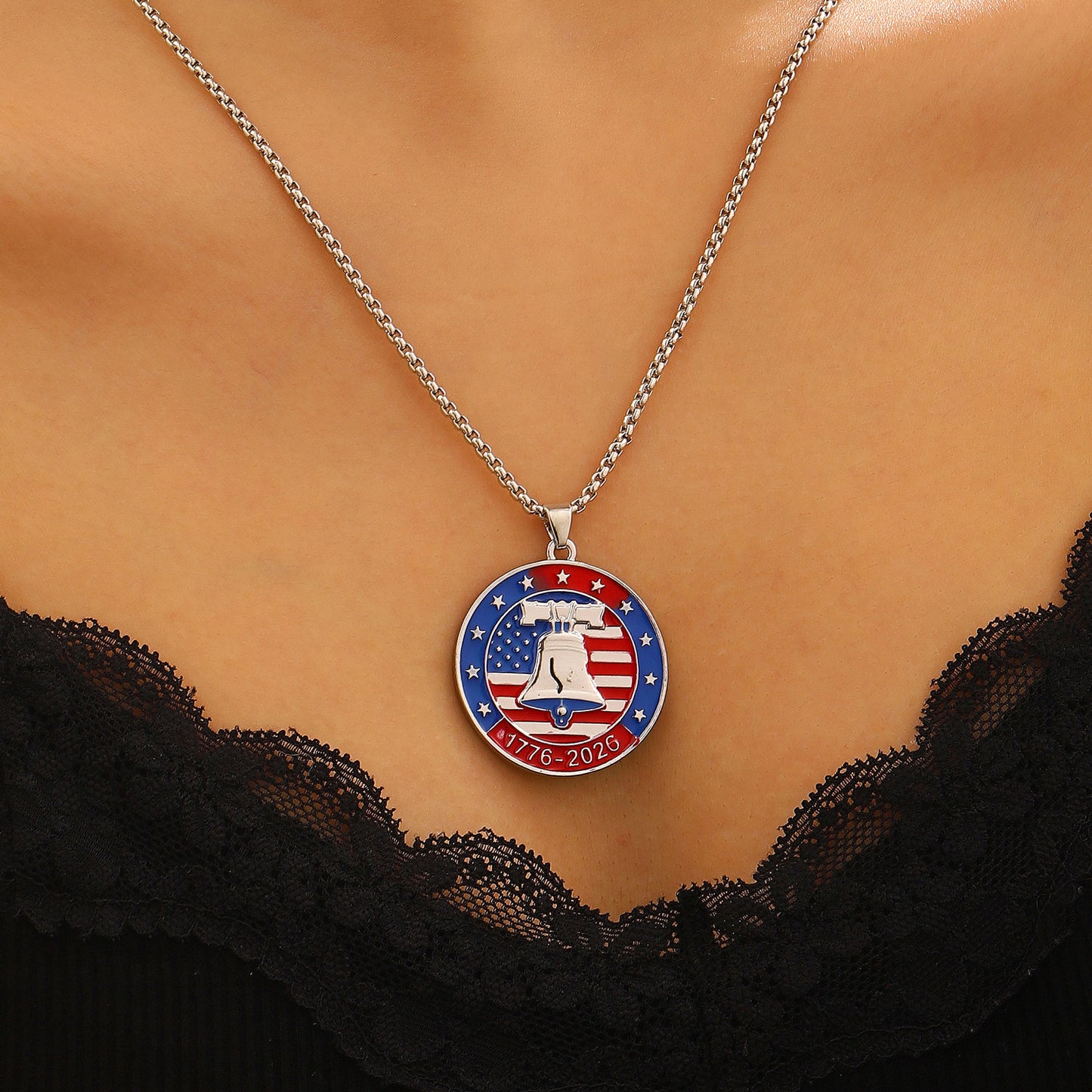 Set di collana e orecchini con ciondolo a campana a forma di cuore e goccia d'olio personalizzati in lega di zinco per unisex