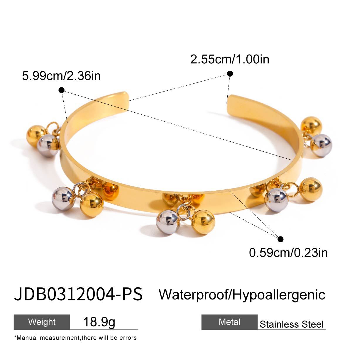 Round Geometric Plated Stainless Steel Beaded Bracelet for Women