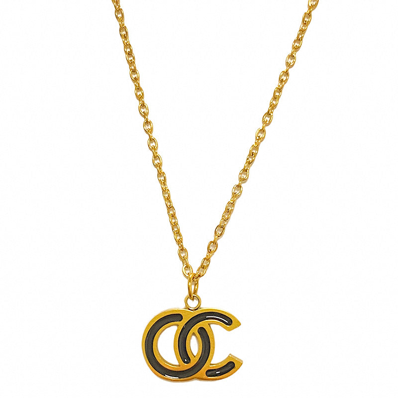 Minimalist Luxury Gold Plated Titanium Steel Letter Number Necklace Unisex