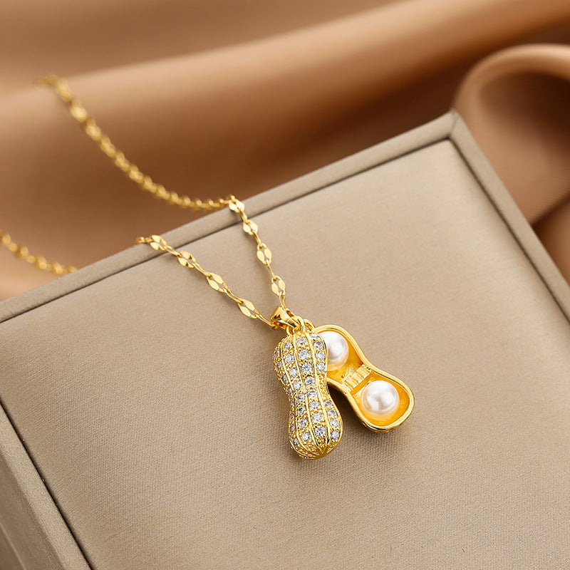 Collana Originale da Donna con Catena a Serpente in Acciaio al Titanio Geometrico e Intarsi in Strass
