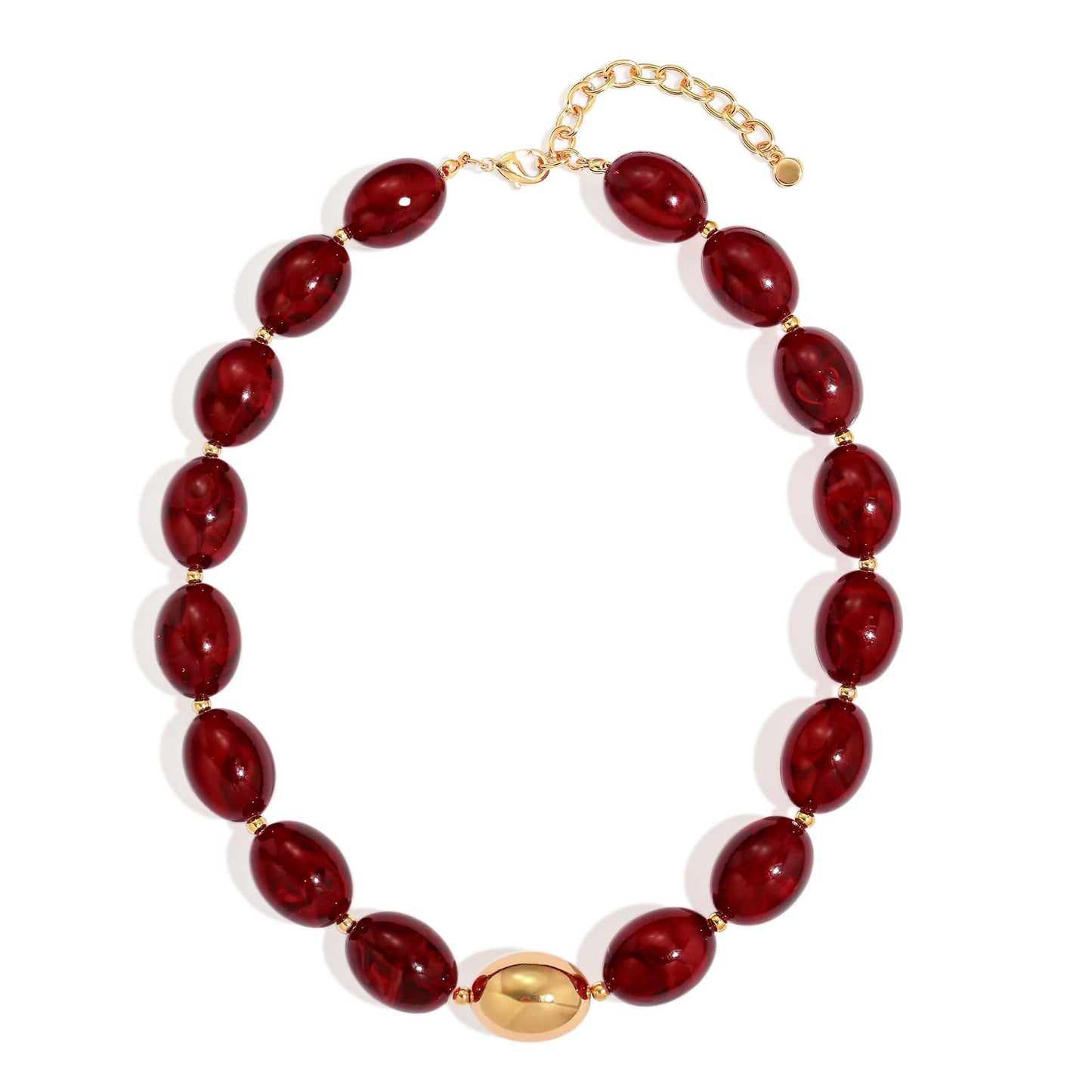 Bohemian Minimalist Geometric Resin Beaded Necklace for Women Casual Cable Chain Choker