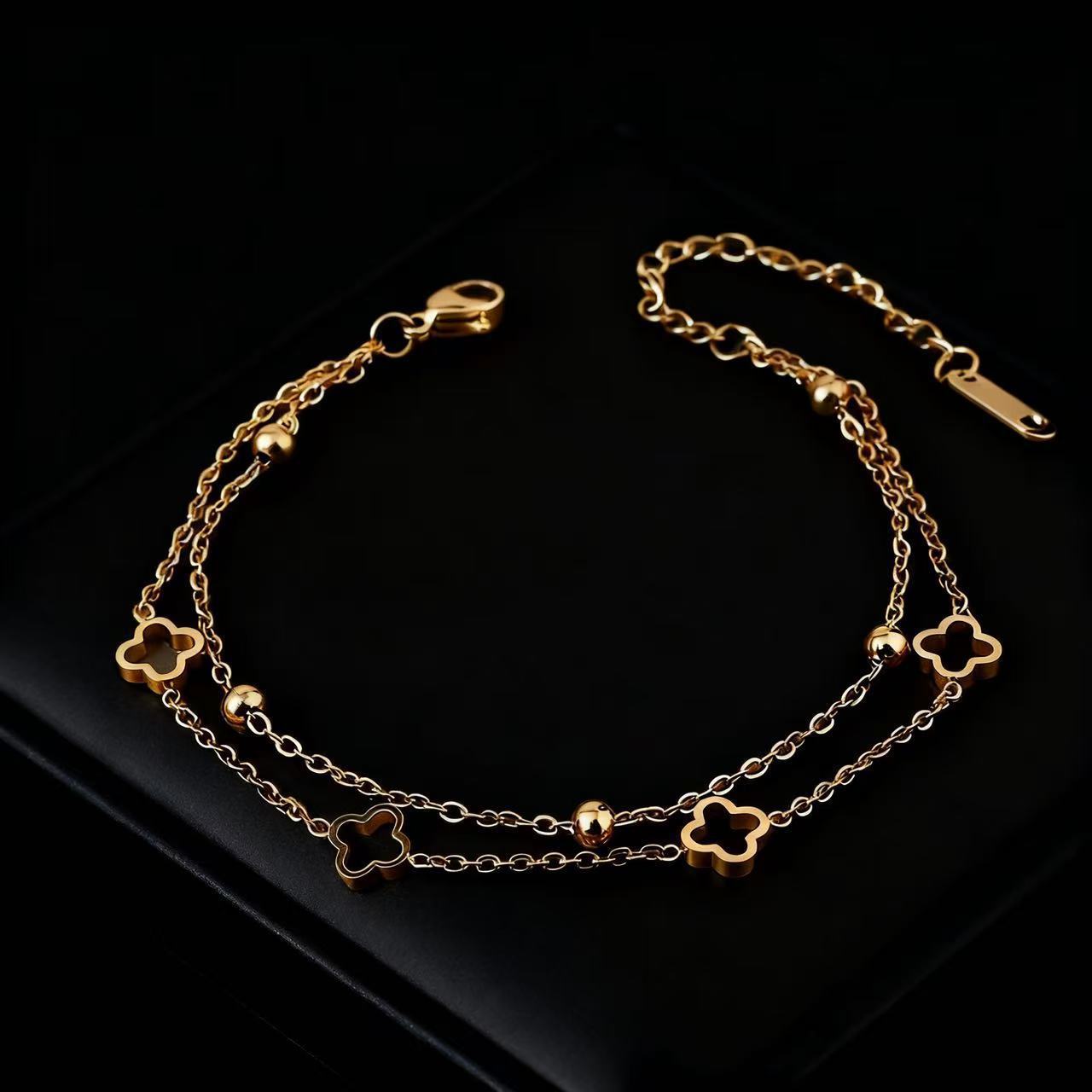 Minimalist Sweet 18K Gold Plated Titanium Steel Hollow Bracelet
