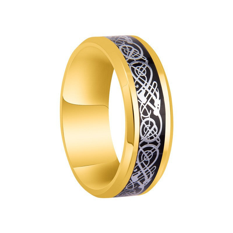 Vintage Geometric Titanium Steel Plated Ring Unisex Stainless Steel Jewelry