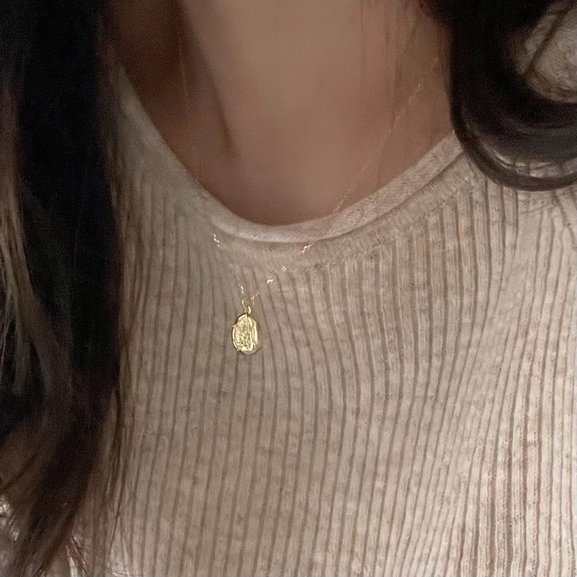 Minimalist Irregular Letter Pendant Necklace in 925 Sterling Silver with Adjustable Chain