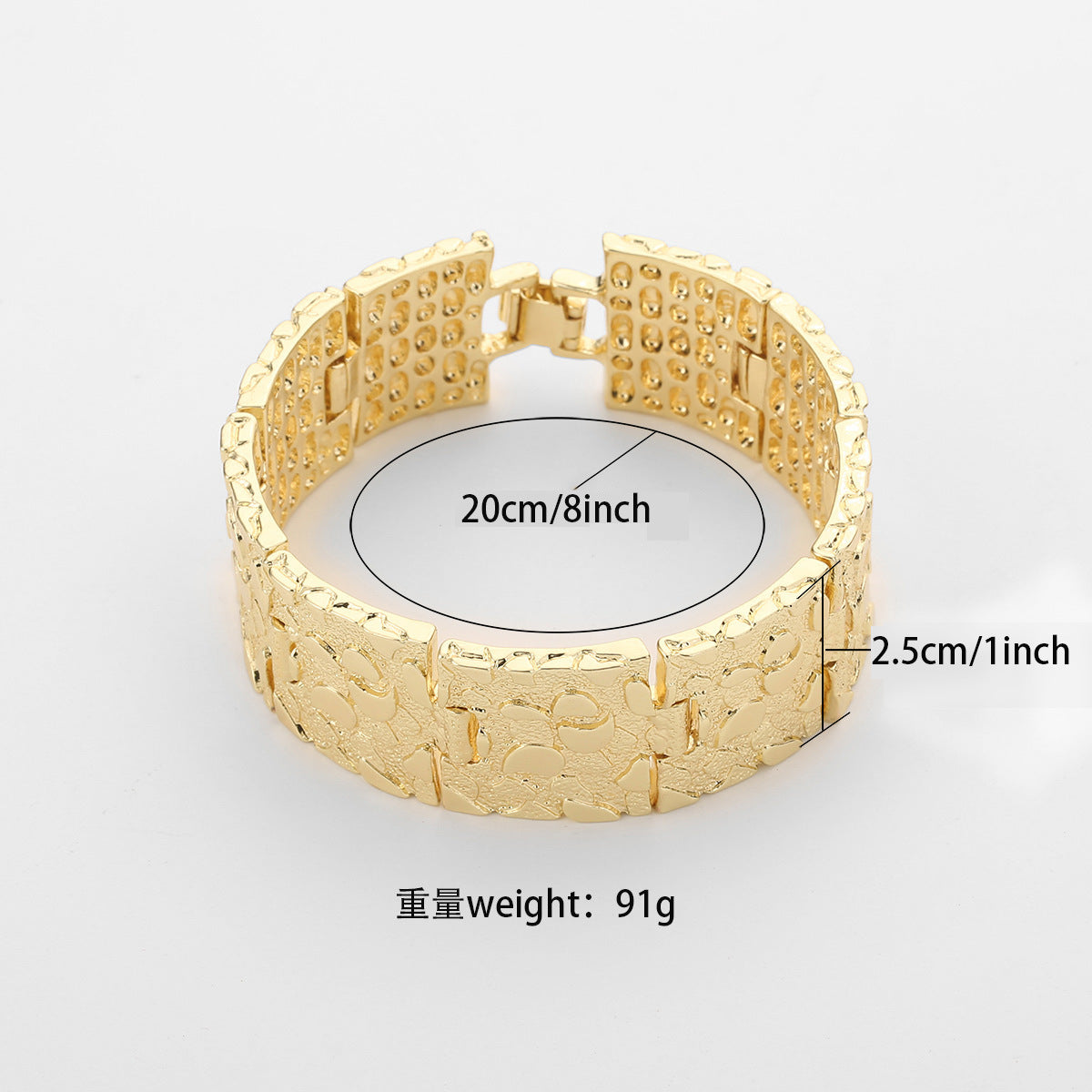 Hip-hop Streetwear Geometric Checkered Plated Zinc Alloy Cuff Bracelet for Men