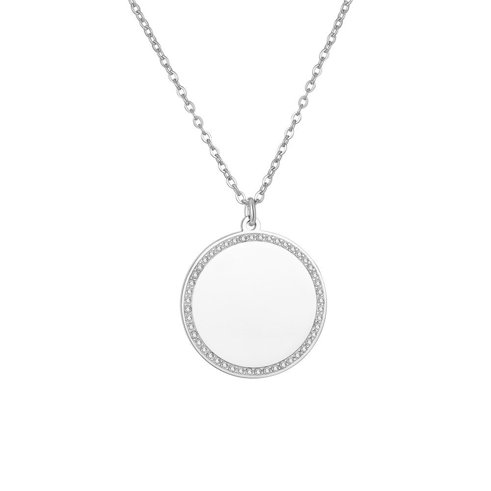 Collar Colgante Geométrico Redondo Minimalista para Mujer Acero Inoxidable con Incrustaciones de Zirconia Accesorio de Lujo Bañado