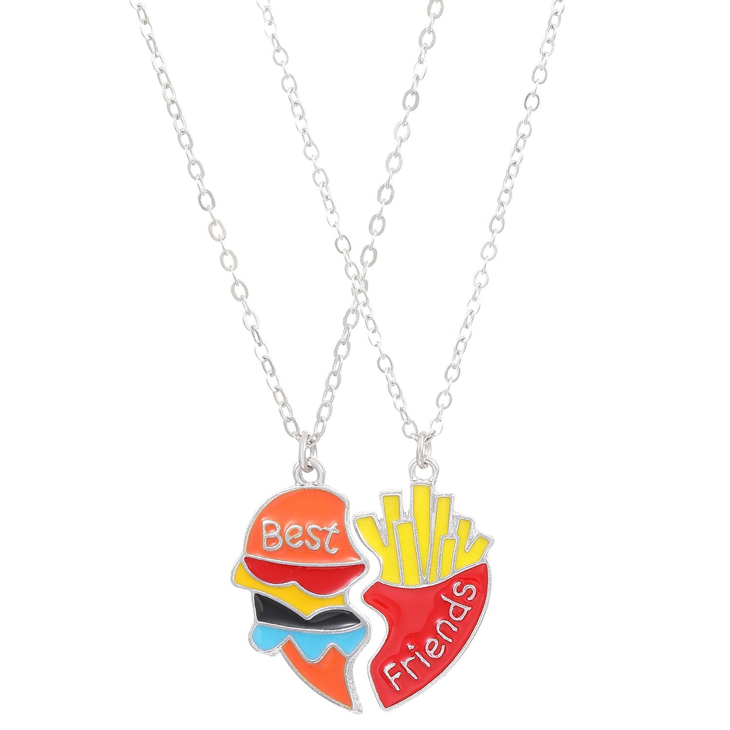 Collana da donna placcata in lega di zinco con cuore geometrico arcobaleno