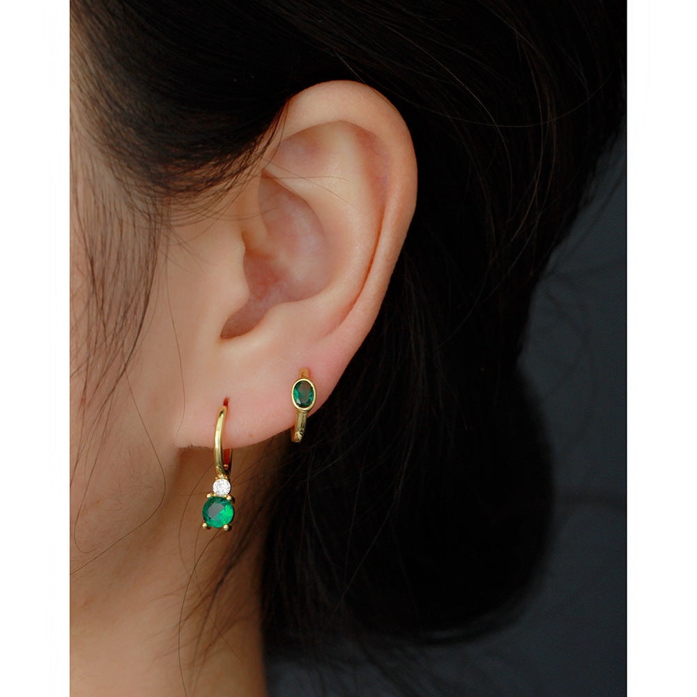 Minimalist 925 Sterling Silver Geometric Square Cubic Zirconia Inlay Hoop Earrings for Women