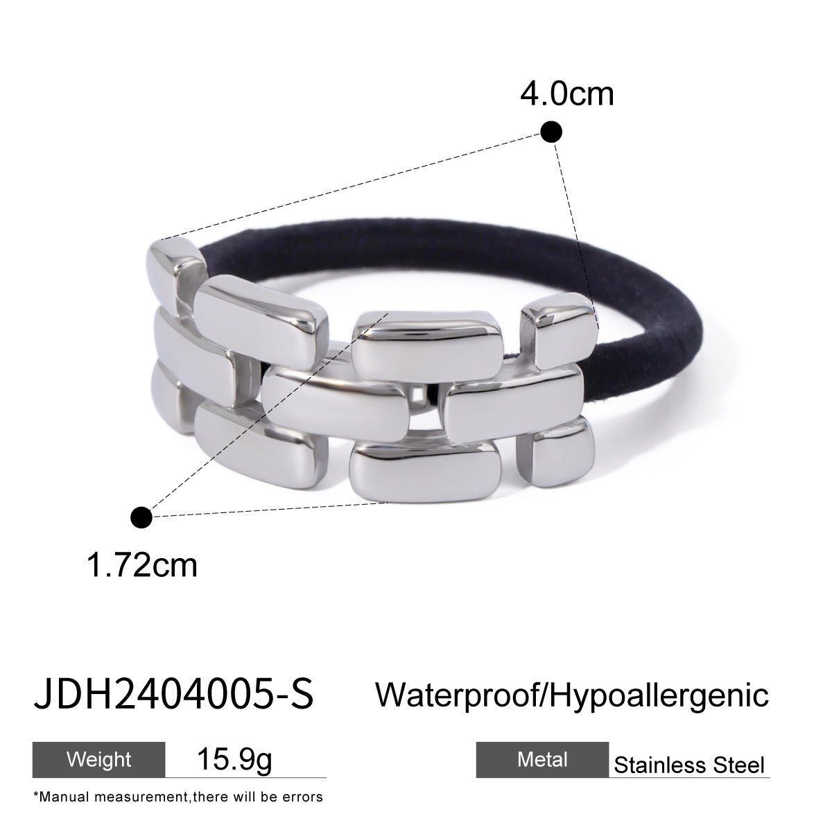 Minimalist Geometric Stainless Steel Hair Tie with Plated Finish for Ponytail