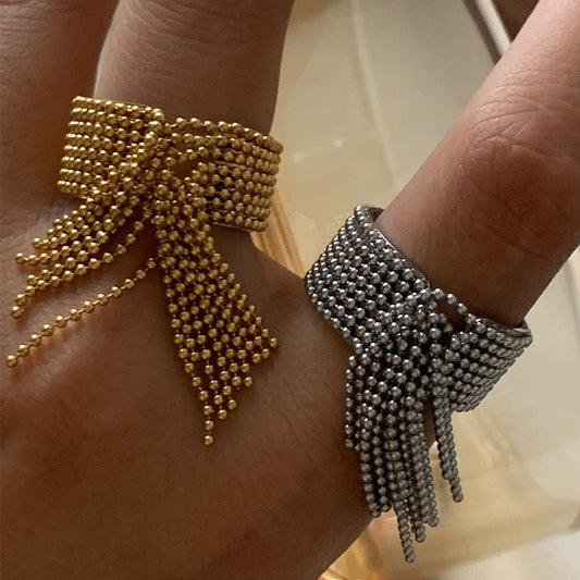 Vacation Style U-Shaped Stainless Steel Ring with Plated Finish for Women