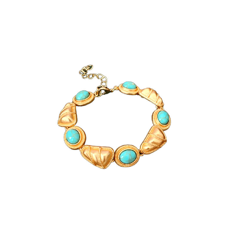 Vintage Style Triangular Alloy Pendant Necklace Set with Earrings and Bracelet Electroplated for Women