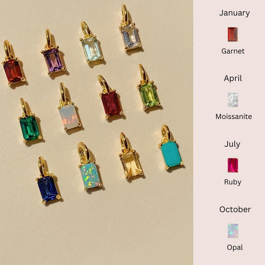 Vintage 18K Gold Plated Rectangle Geometric Titanium Steel Necklace with Multi-color Cubic Zirconia December Birthstone Pendant