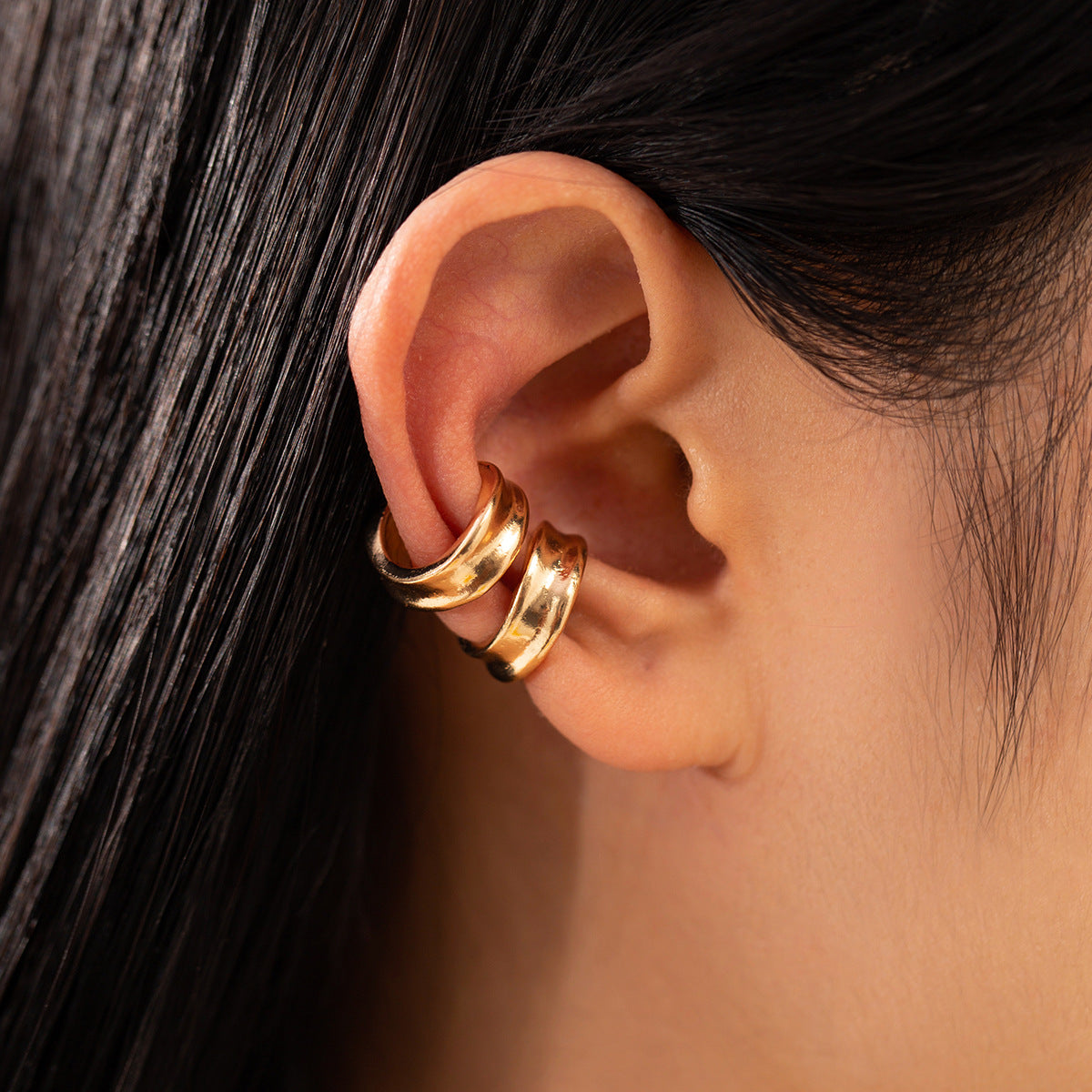 Minimalist Luxury Geometric C-Shape Plated Zinc Alloy Clip-On Earrings for Women
