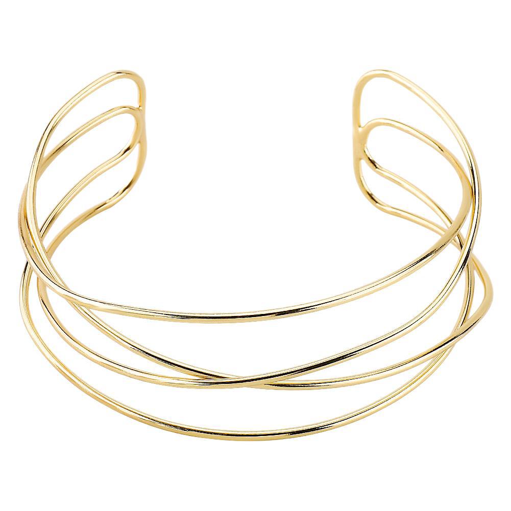 Pulsera geométrica minimalista calada de varias capas abierta para mujer, joyería de cadena de cuerpo de hierro