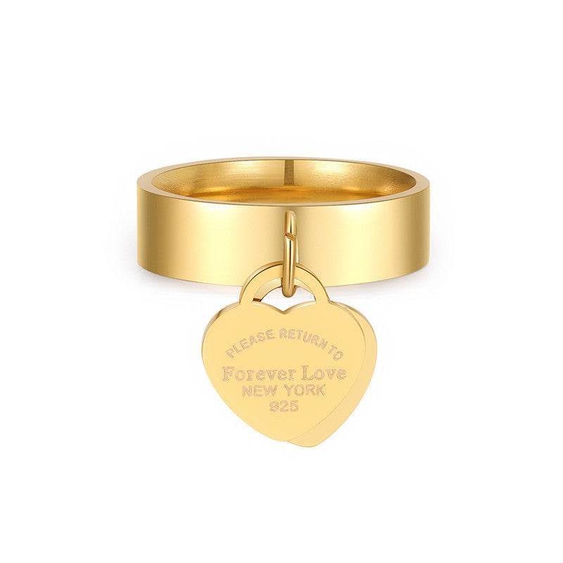 Minimalist Business Heart Titanium Steel Plated Ring for Unisex