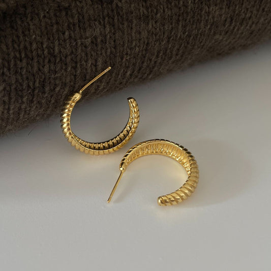 Orecchini a cerchio placcati in argento sterling 925, dal design geometrico, vintage e minimalista, da donna