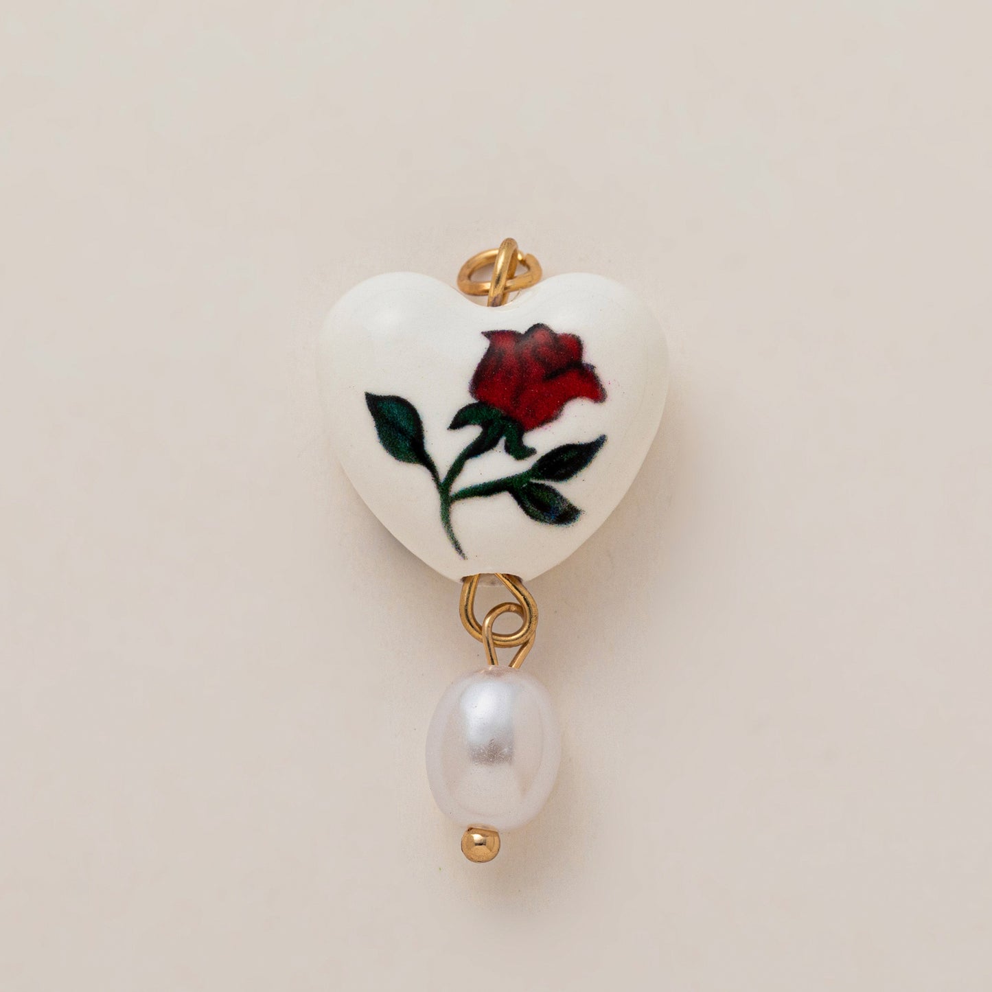 Elegant Casual Geometric Heart Ceramic Drip Oil Plated Necklace with Natural Baroque Pearl