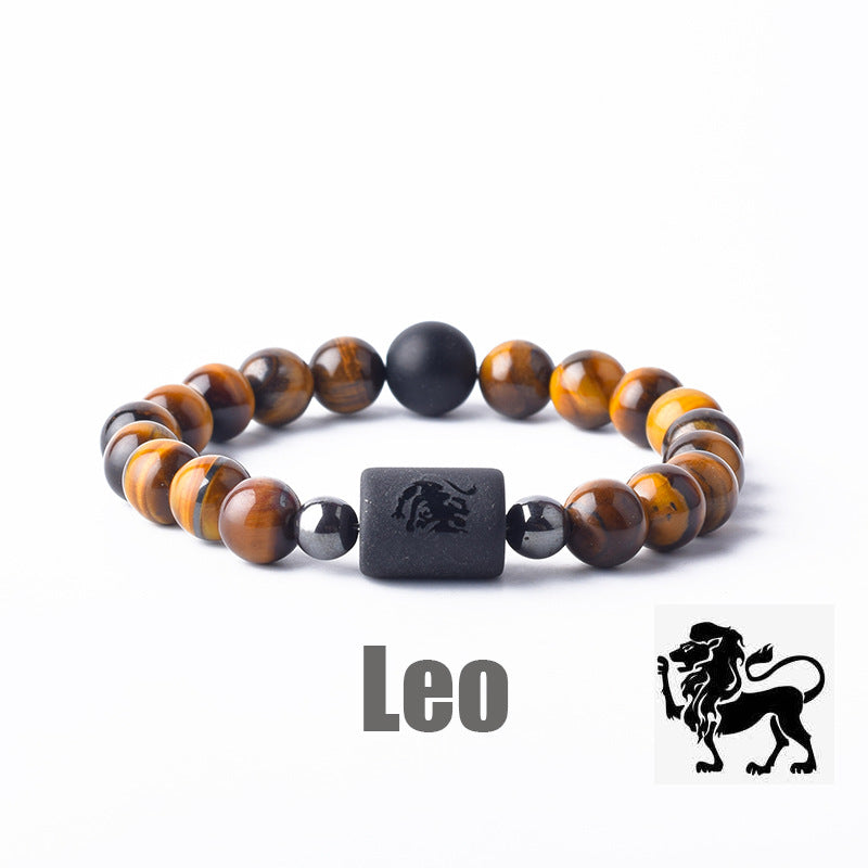 Classic Unisex Natural Stone Zodiac Beaded Bracelet