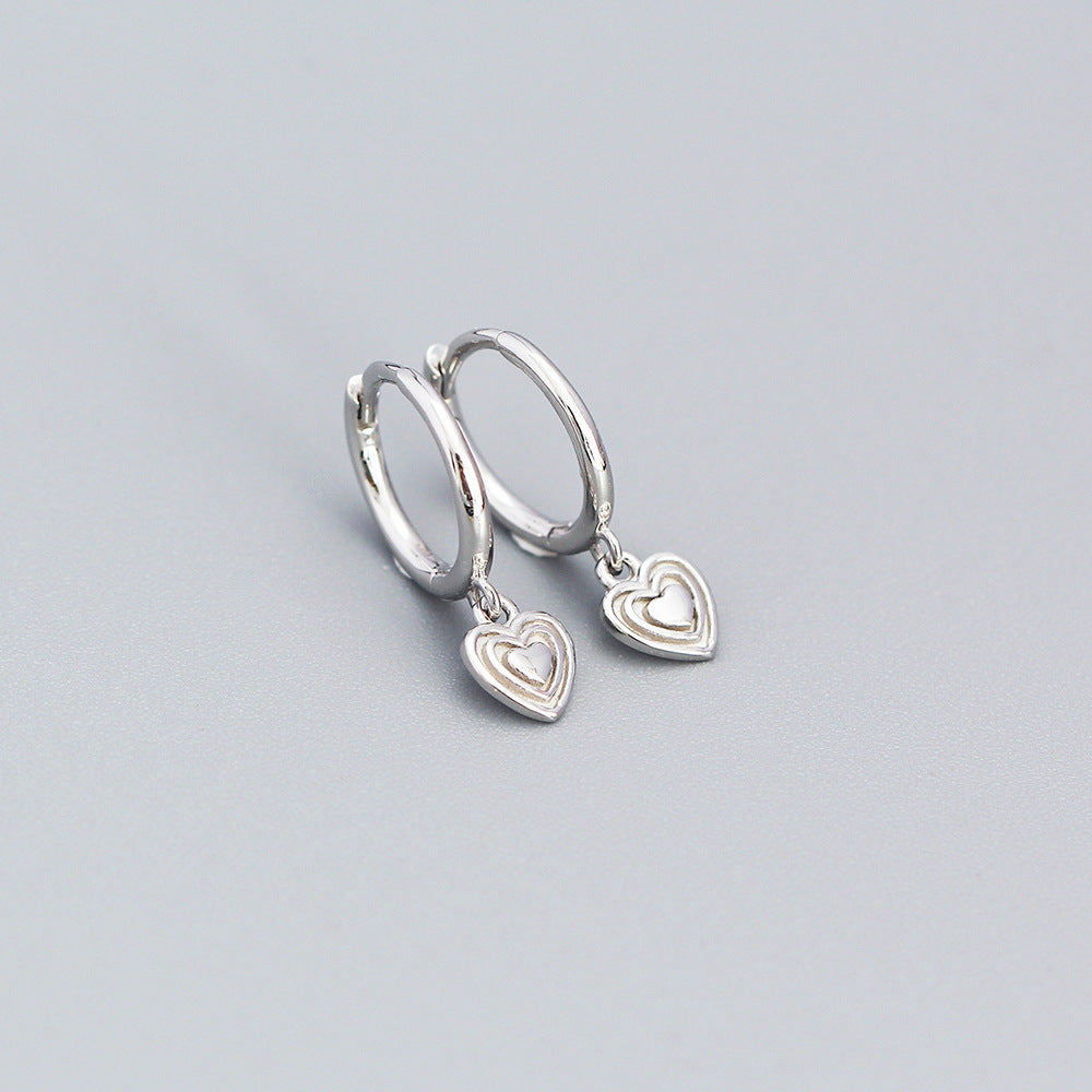 Minimalist Geometric Heart-Shaped Sterling Silver Clip-On Earrings for Women with Plated Finish