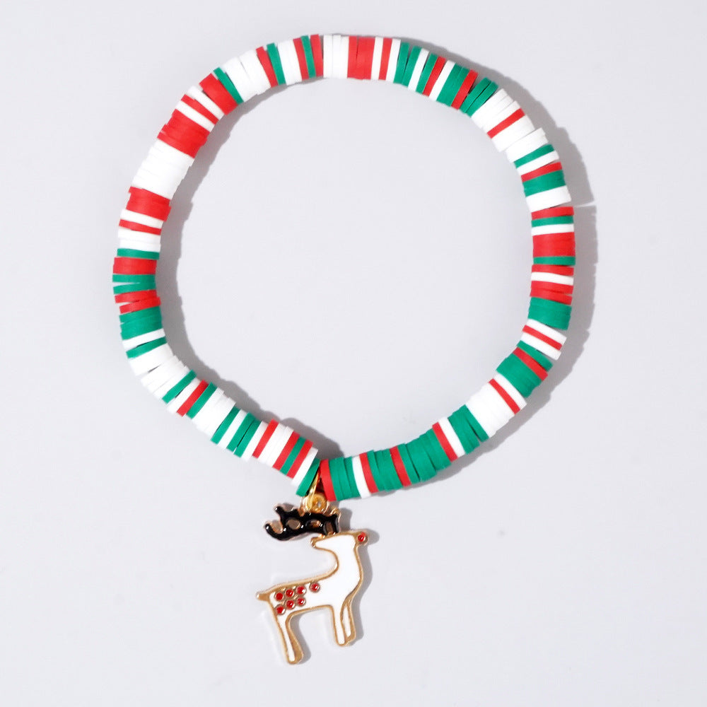 Sweet Handmade Resin Letter Geometric Beaded Bracelet Set Christmas Gift