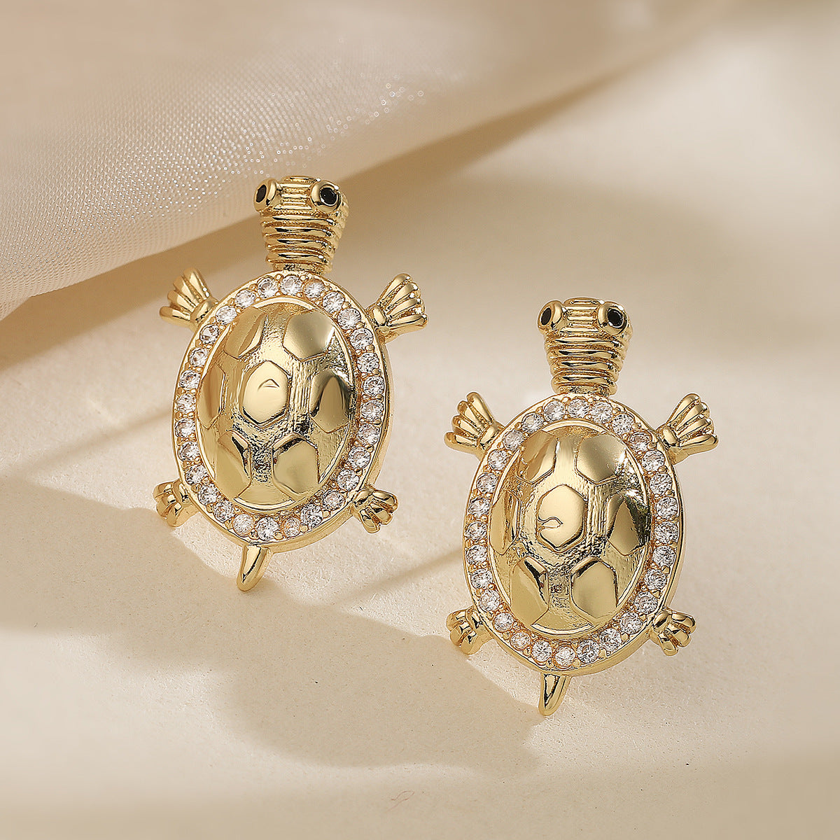 Minimalist Geometric Rabbit Turtle Animal Brass Earrings for Women