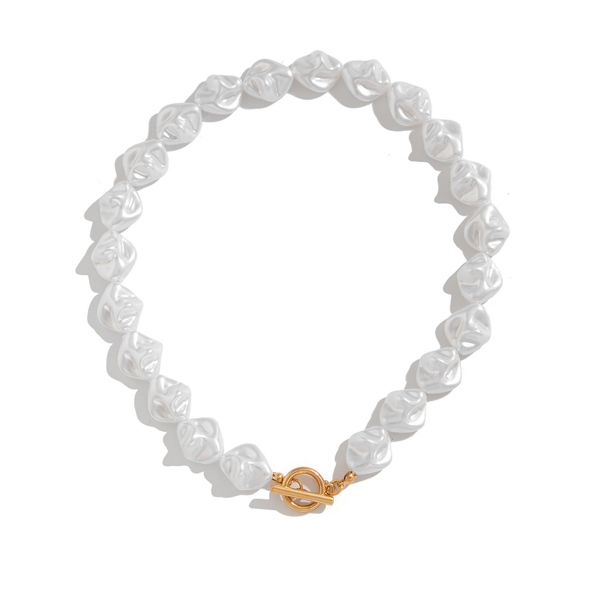 Elegant Geometric Irregular Pearl Alloy Plated Necklace for Women