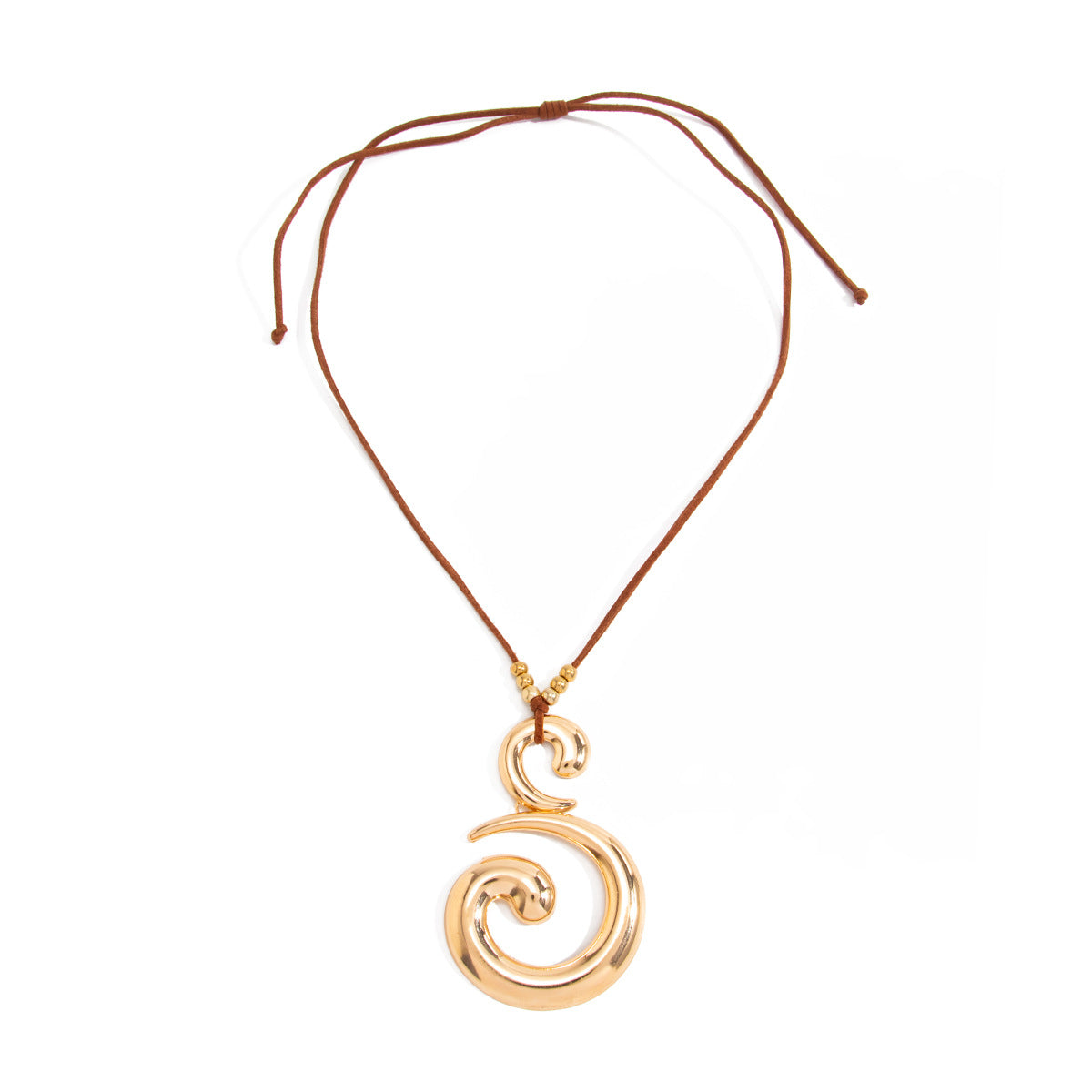 Exaggerated Minimalist Geometric Iron Plated Pendant Necklace with Adjustable Wax Cord for Women