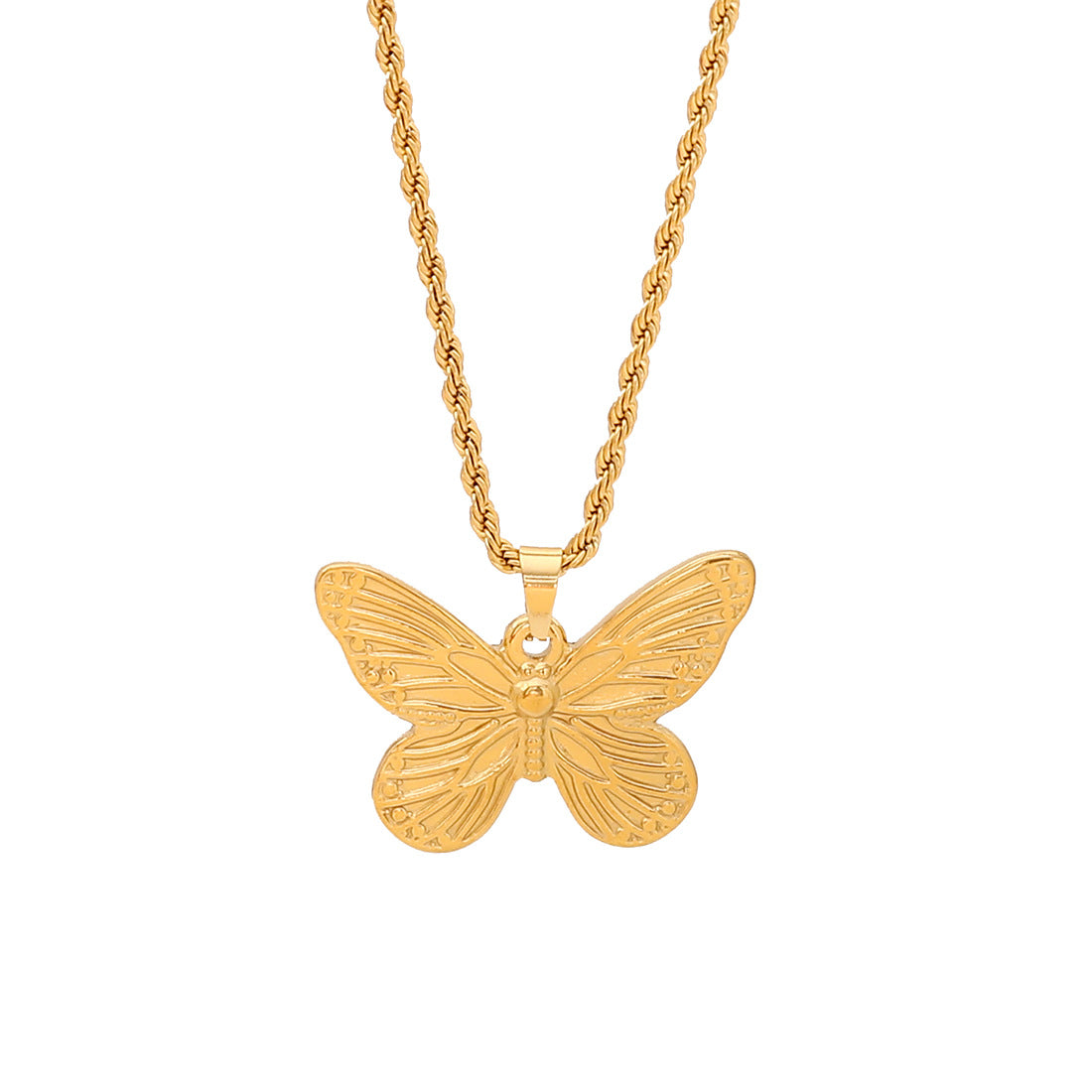 Fashionable Heart-Shaped Sun and Butterfly Floral Stainless Steel Pendant Necklace for Women