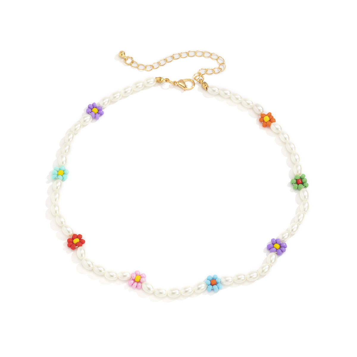 Collar con colgante Margarita bohemia con cuentas de resina hechas a mano y borlas para mujer
