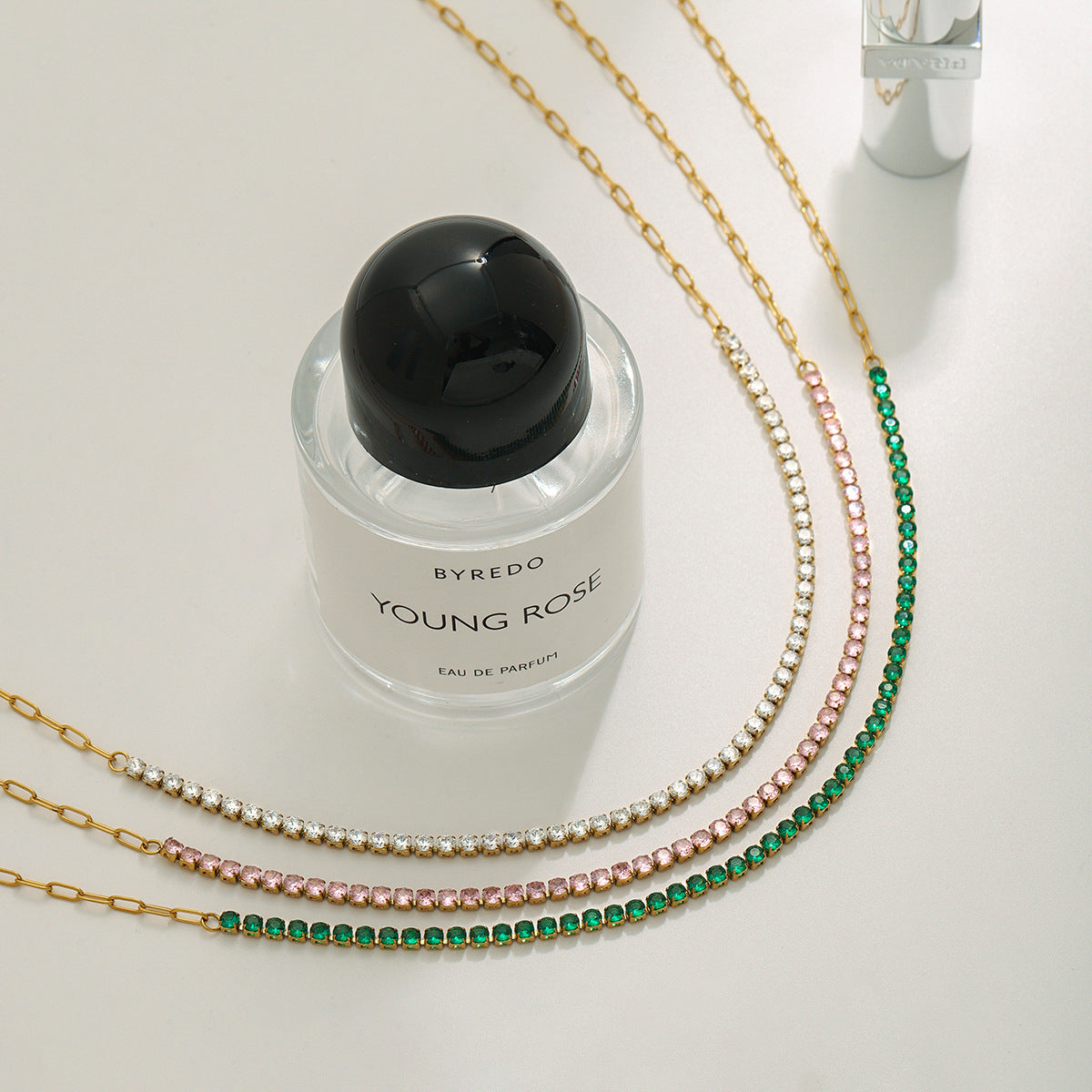 18K Gold Plated Stainless Steel Round Geometric Tennis Necklace for Women