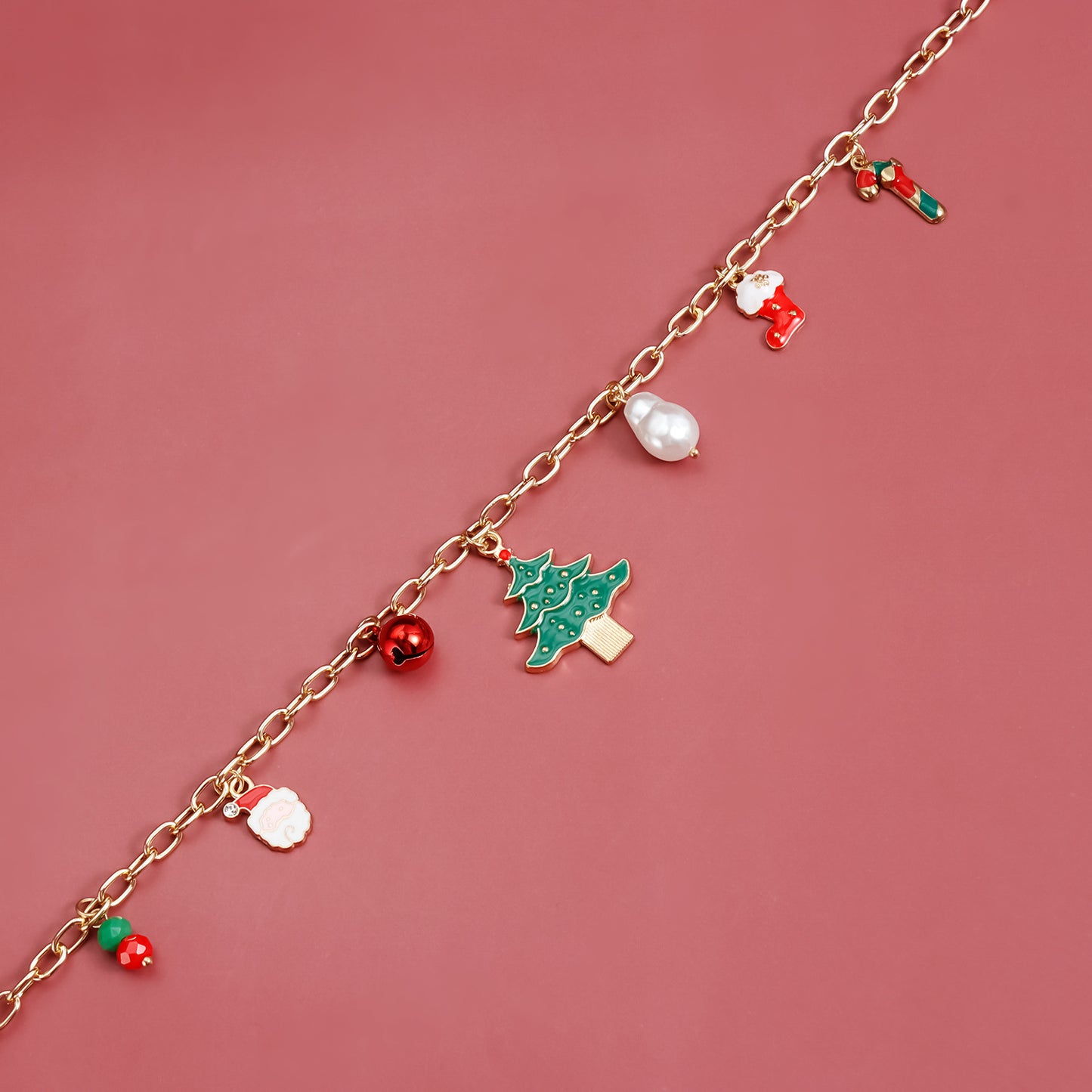 Fashionable Geometric Alloy Choker Necklace with Christmas Bell Pendant for Women Holiday Party Wear