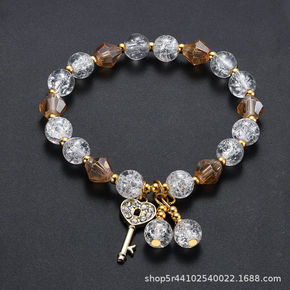 Geometric Key Crystal Glass Polished Bracelet for Women