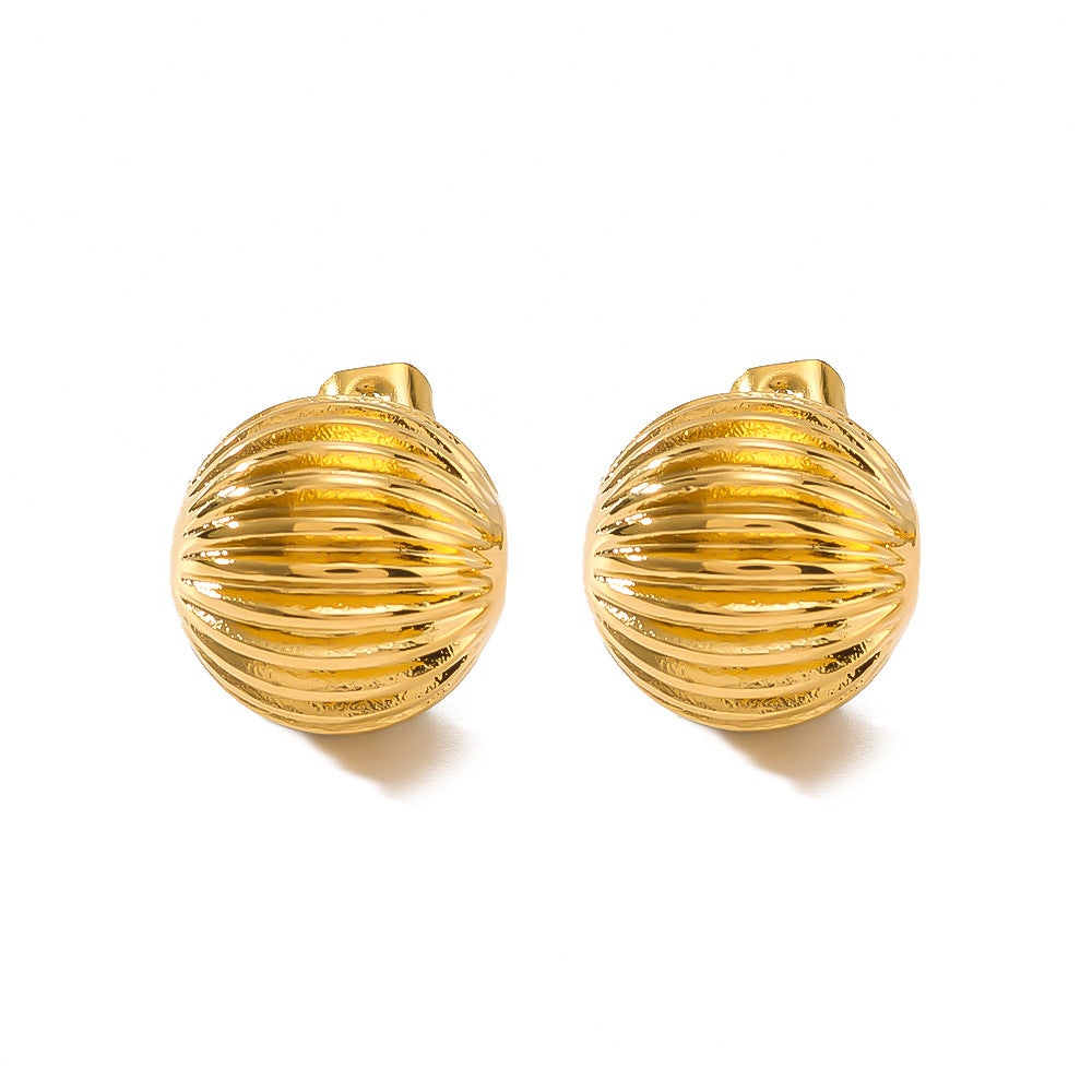 Orecchini a Cerchio Minimalisti Geometrici Semisferici in Acciaio Inossidabile con Placcatura Sottovuoto in Oro 18K da Donna