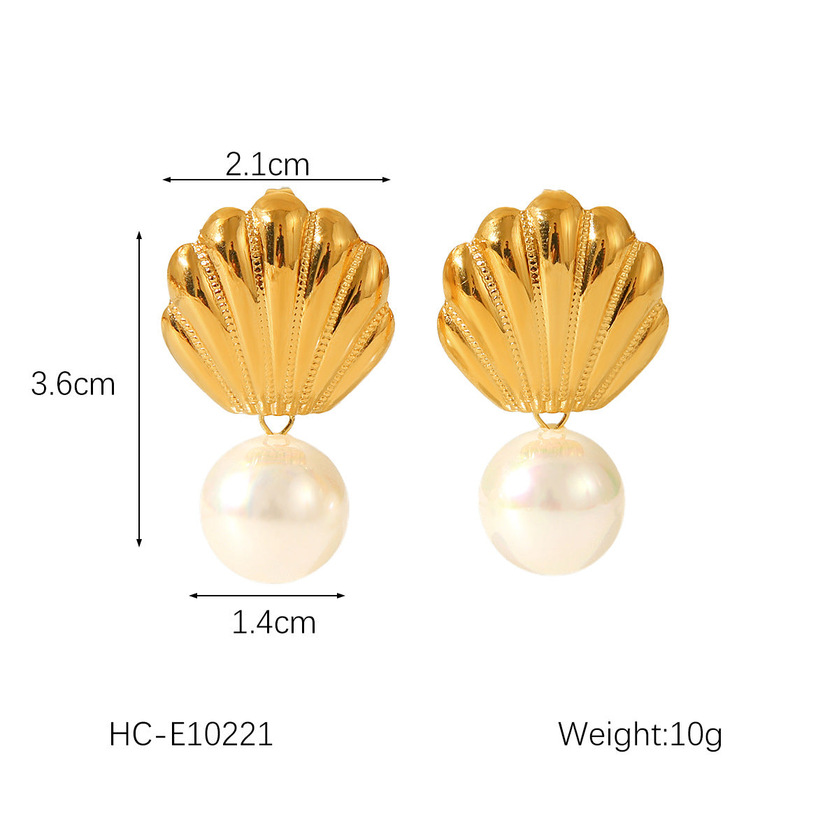 Elegant French-Inspired Pearl Stud Earrings for Women with Stainless Steel Posts and 18K Gold Plating