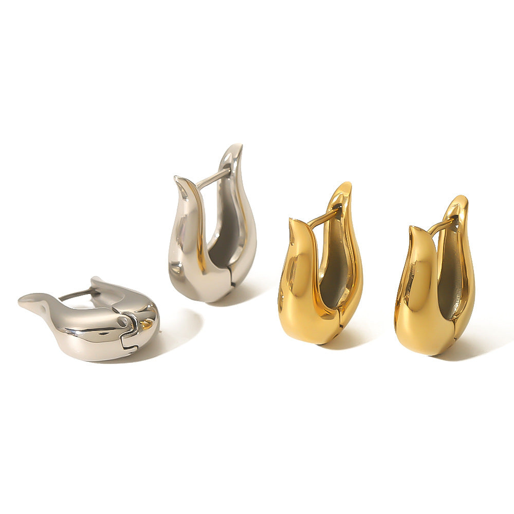 Orecchini Minimalisti Irregolari Geometrici in Acciaio Inox con Placcatura Sottovuoto in Oro 18K da Donna